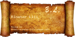 Bineter Lili névjegykártya